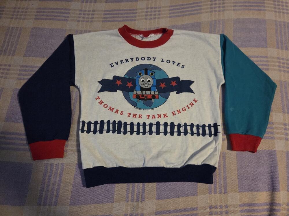 Vtg 90s Thomas The Tank Engine Kids Boys Red T Shirt Sweatshirt Long Sleeve Y2k